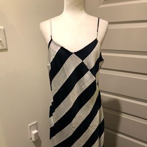 Navy Blue & White Striped Dress